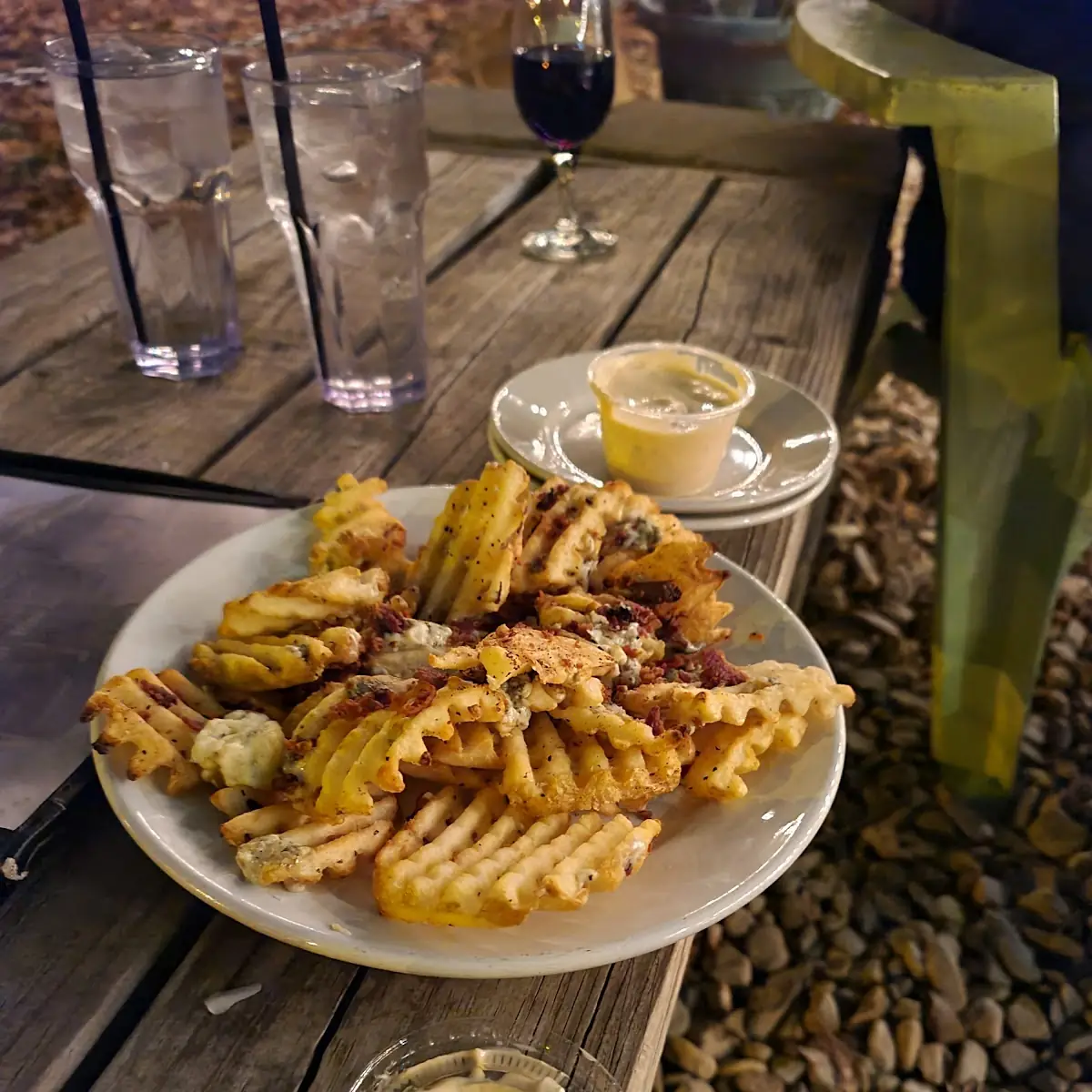 Blue Cheese and Bacon Waffle Fries