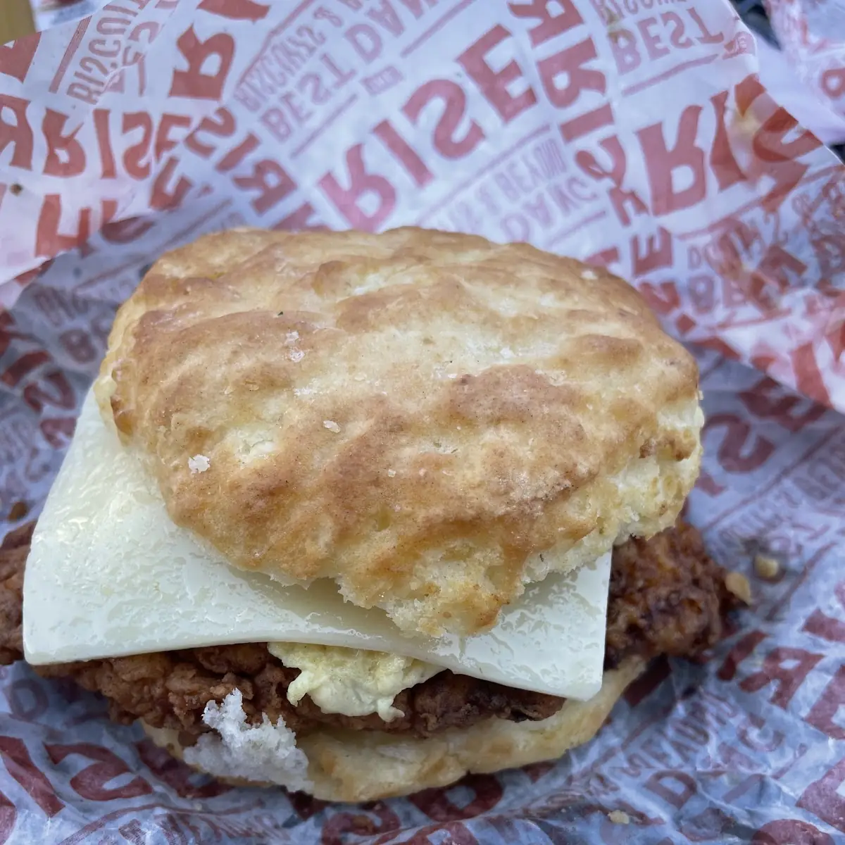 Chicken Biscuit with Scrambled Egg and Cheddar Cheese