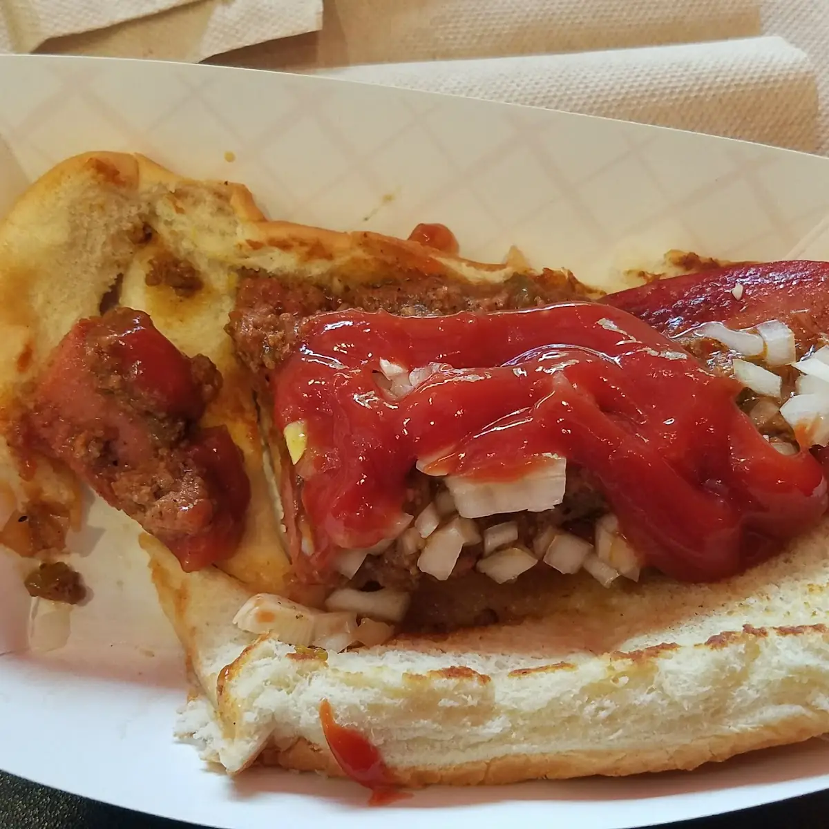 Chili Dog with Raw Onions