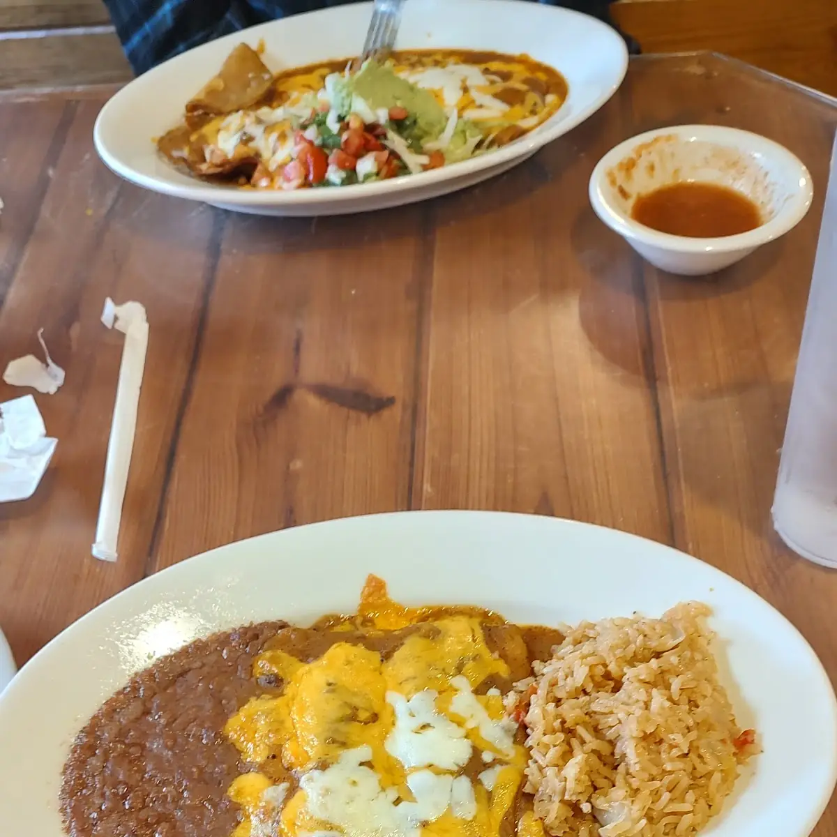Beef Enchiladas Refried Beans and Rice
