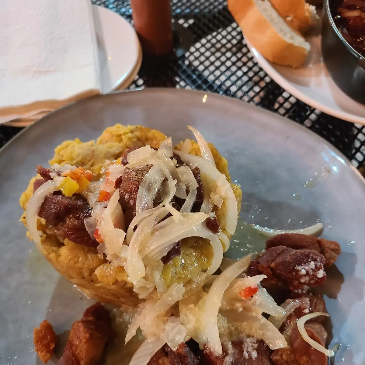 Fried Pork Mofongo with Garlic Sauce