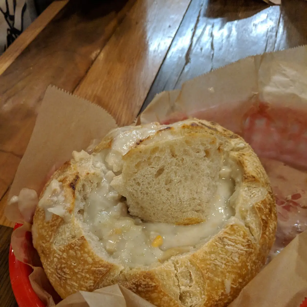 Clam Chowder in a Sourdough Bread Bowl