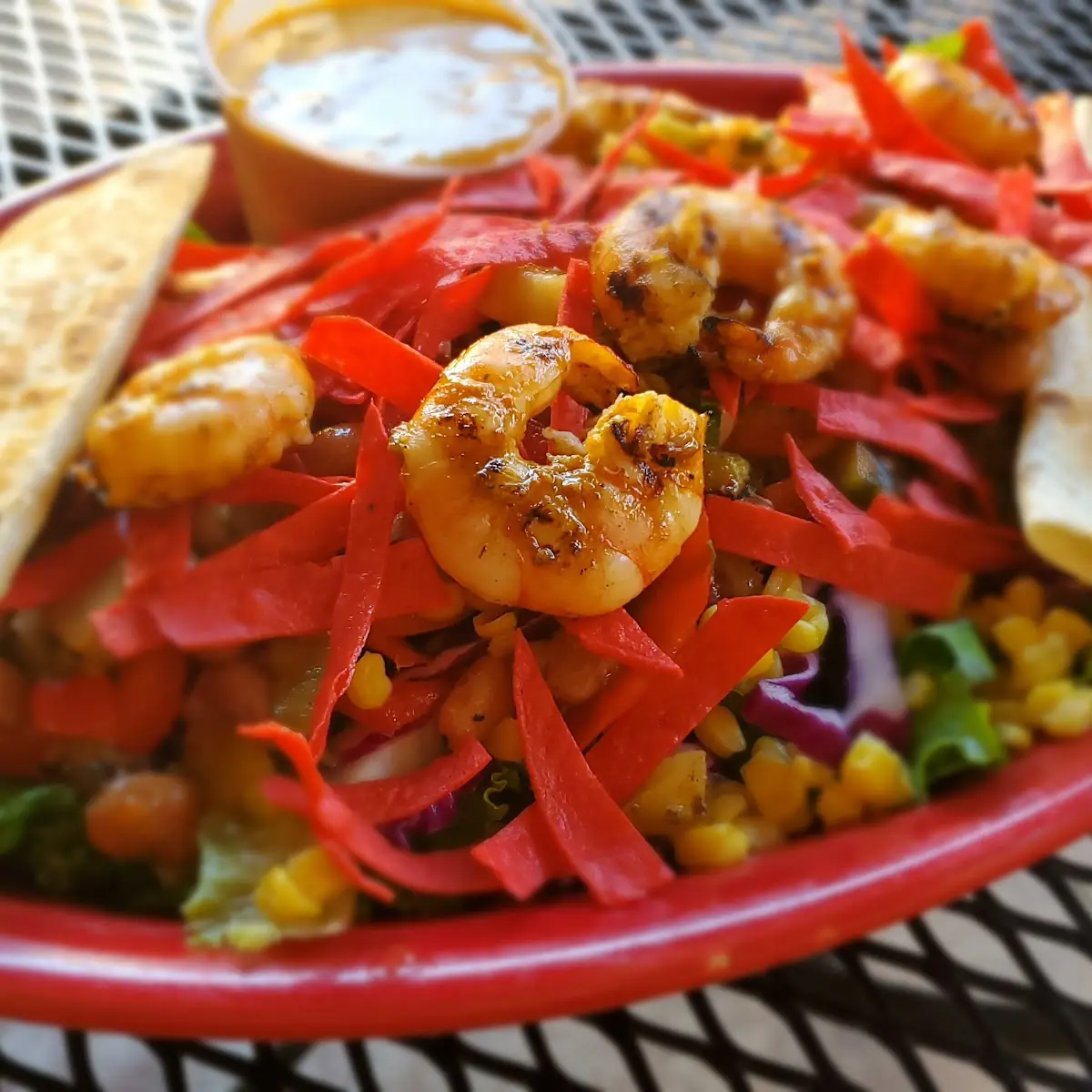 Mexi-Ceasar Salad with Grilled Shrimp