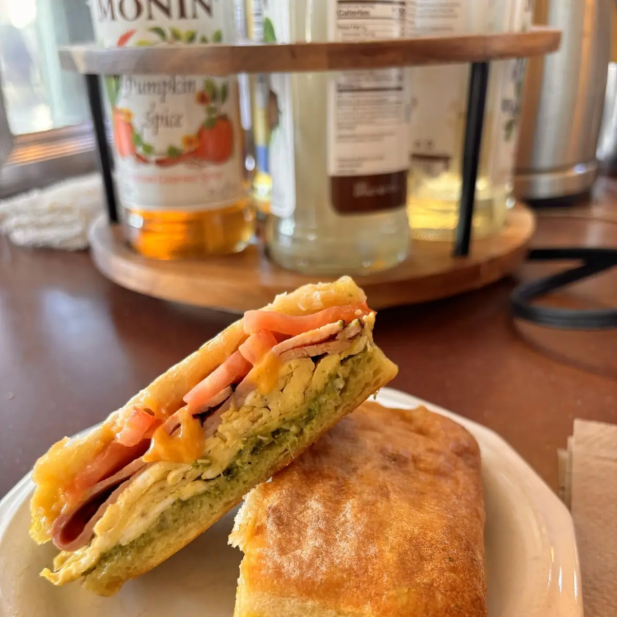 Pesto Panini with Ham and Egg