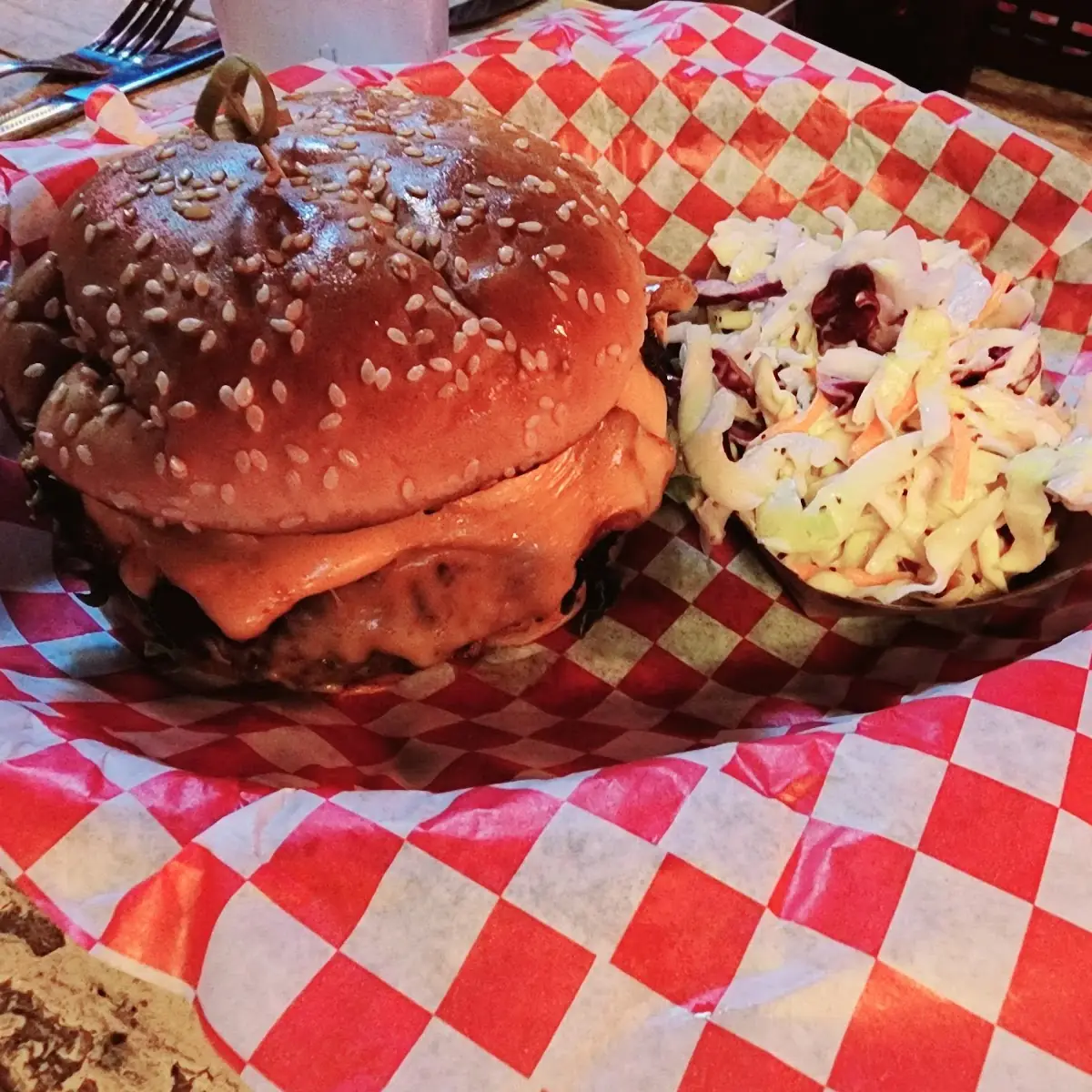 Bacon Cheeseburger with Coleslaw Side