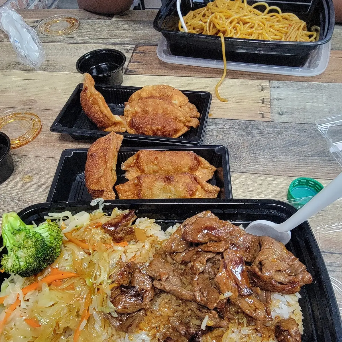 Beef Bulgogi with Rice and Fried Dumplings