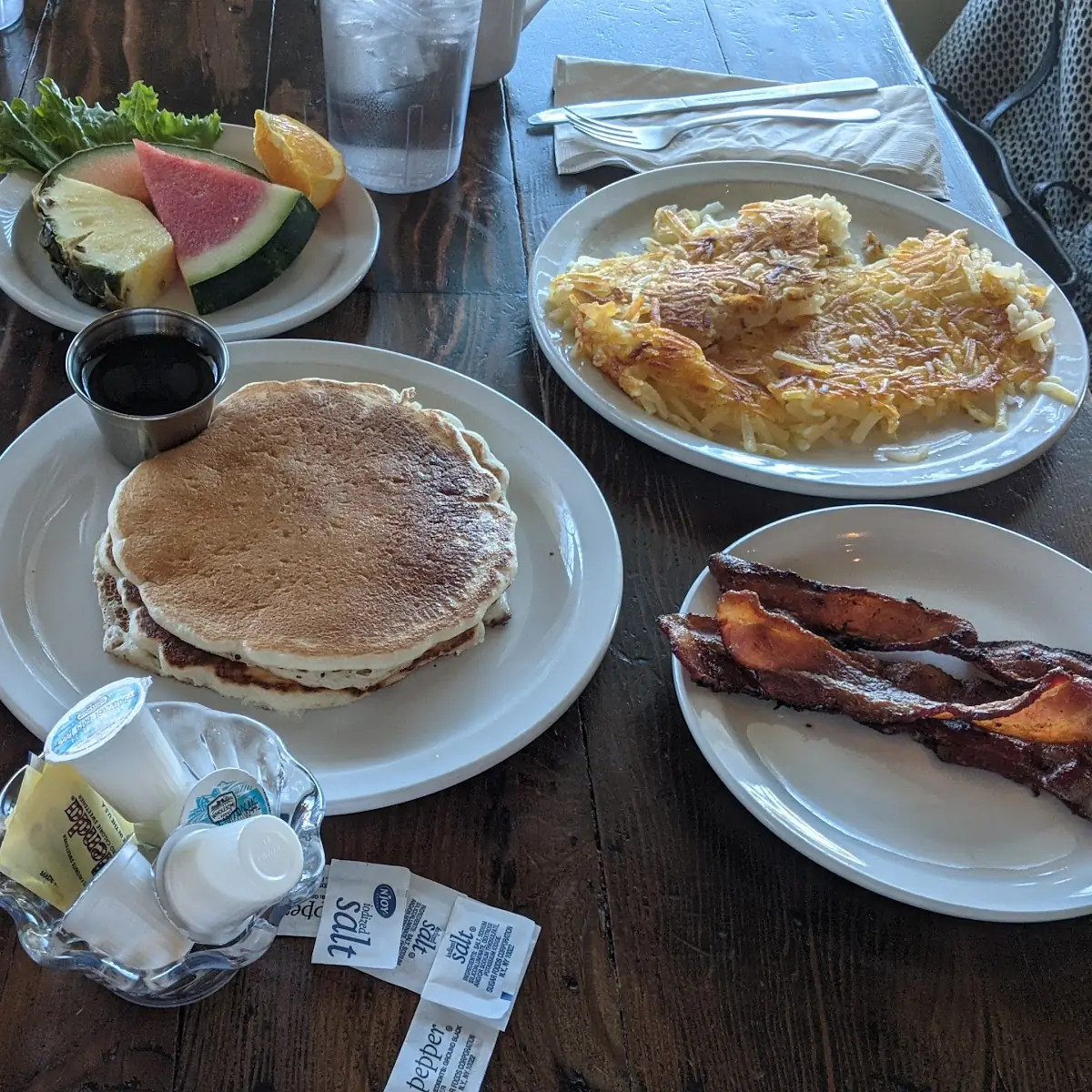 Eggs Benedict Pancakes Bacon Hash Browns