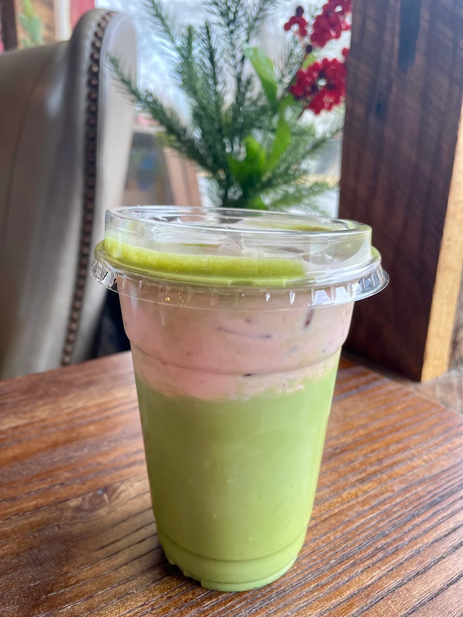 Iced Matcha with Strawberry Foam