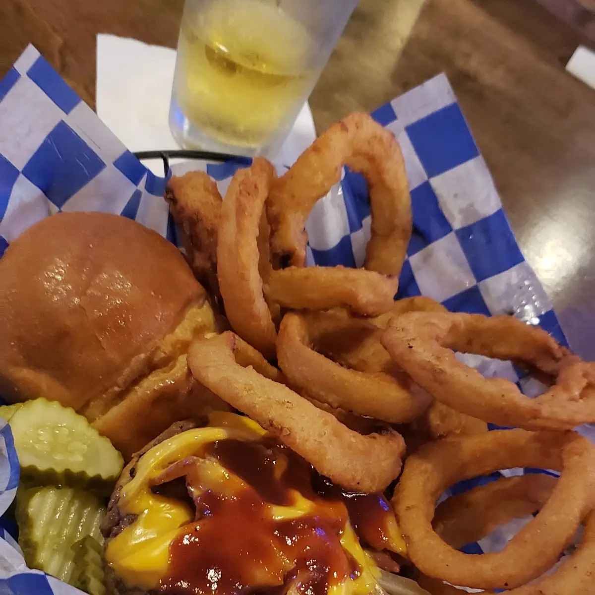 Ranch Burger with Onion Rings