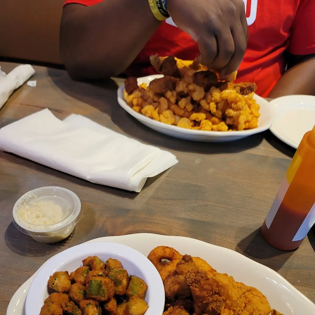 Fried Okra Fried Fish and Oysters