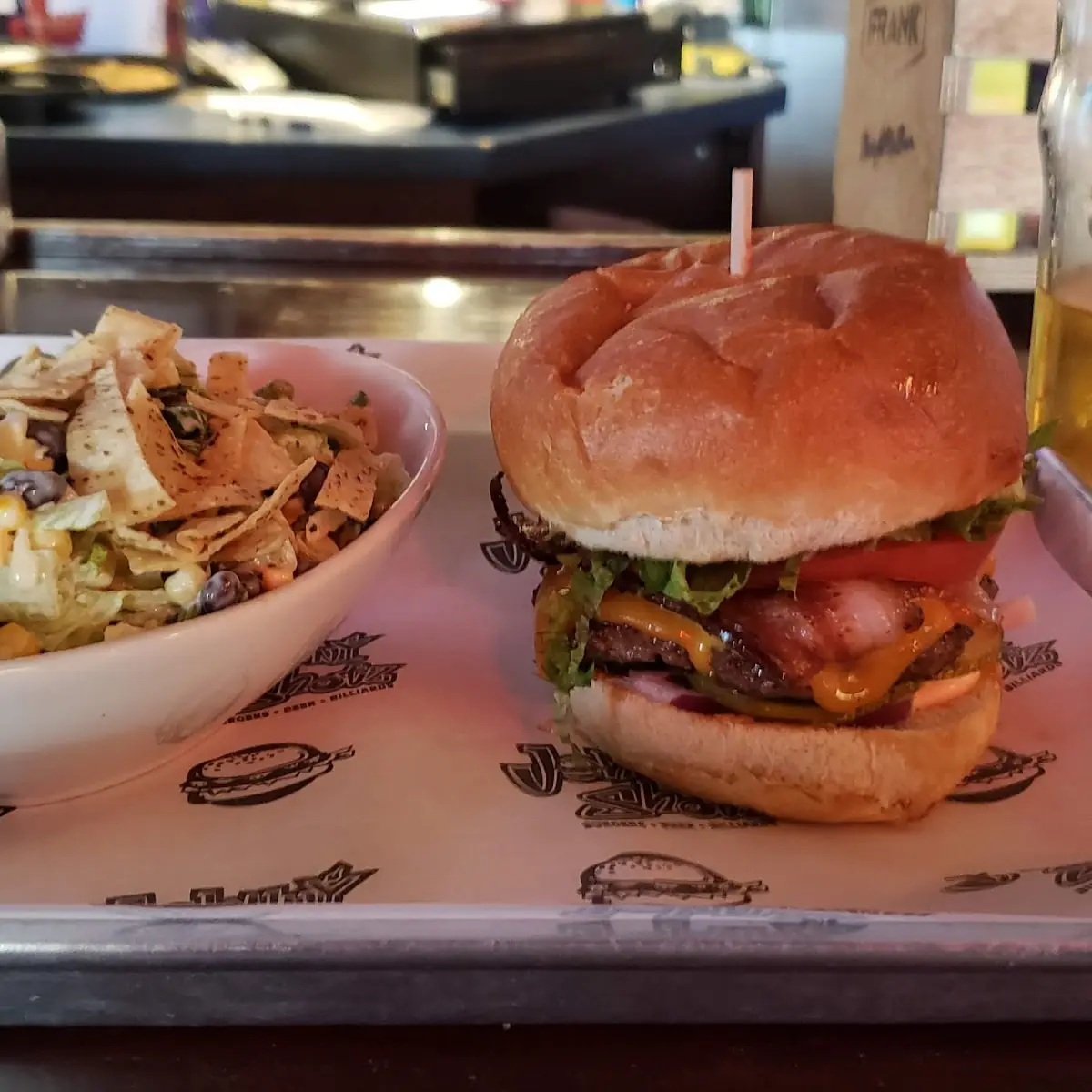 Bacon Cheeseburger with Southwest Salad, Johnny Shotz