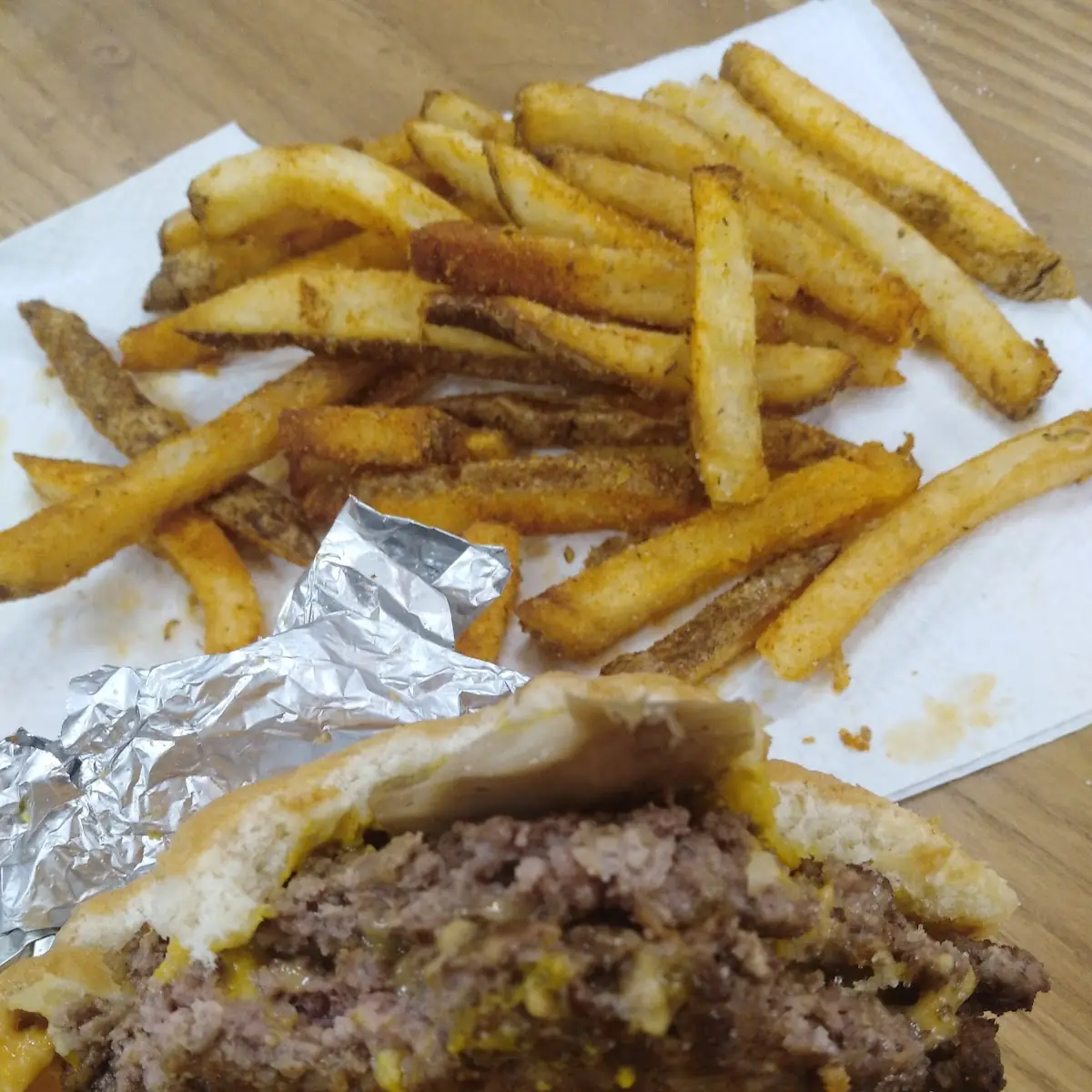 Double Cheeseburger and Cajun Fries