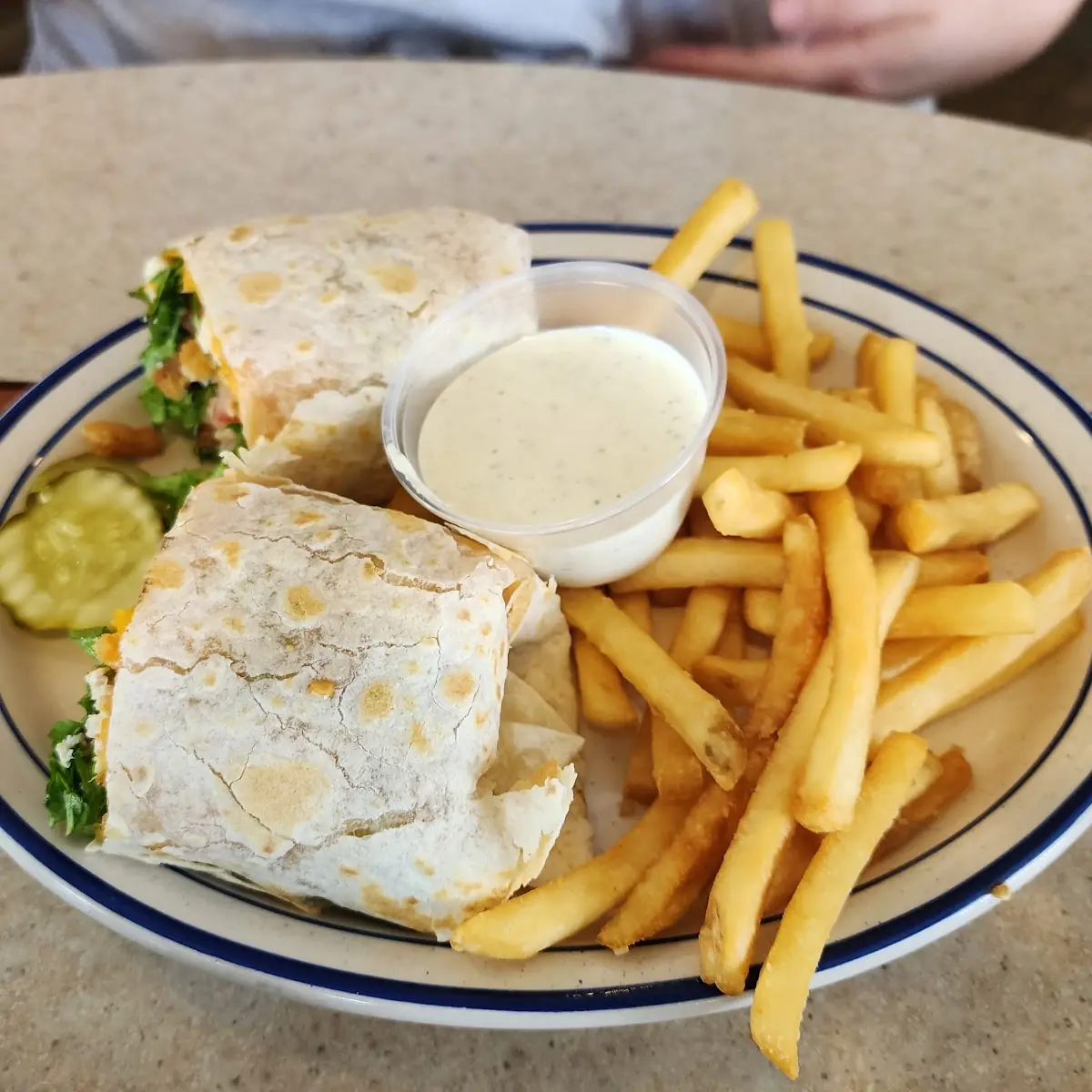 Chicken Caesar Wrap and Fries