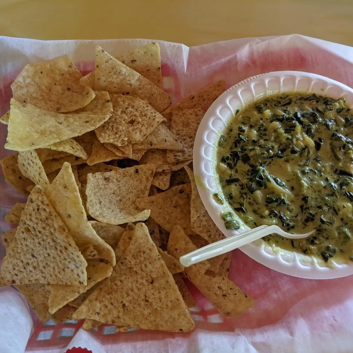 Spinach Artichoke Lobster Dip with Tortilla Chips