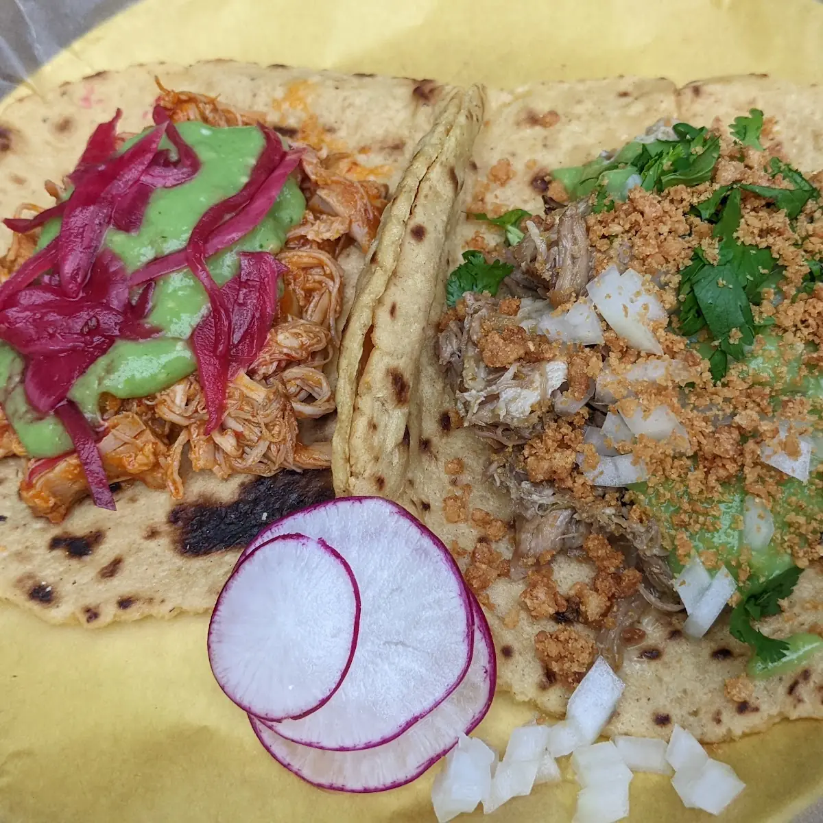 Chicken Tinga & Pork Chili Verde Tacos