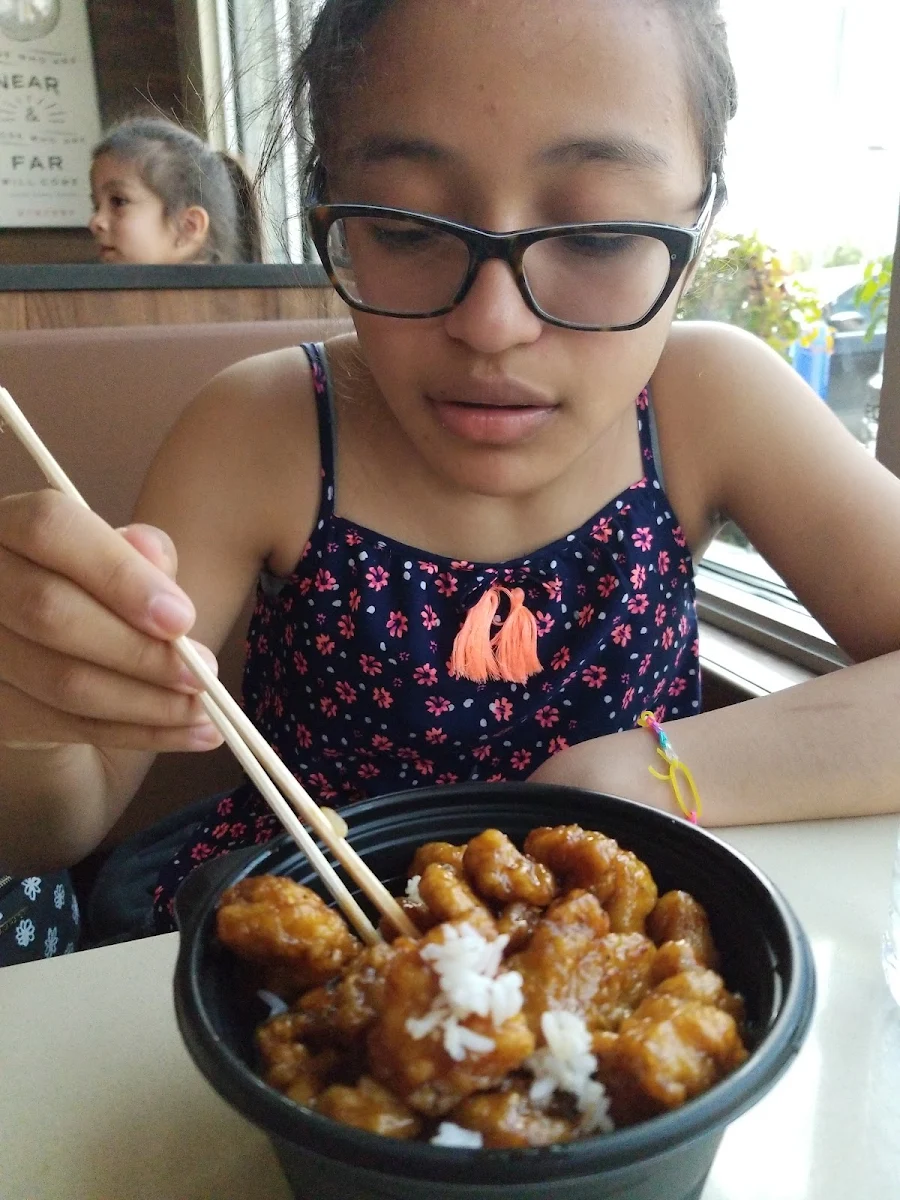 White Rice and Orange Chicken Bowl