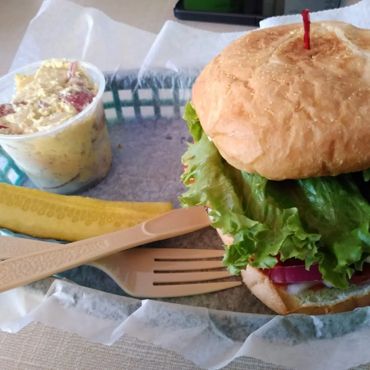 Cheeseburger and Potato Salad