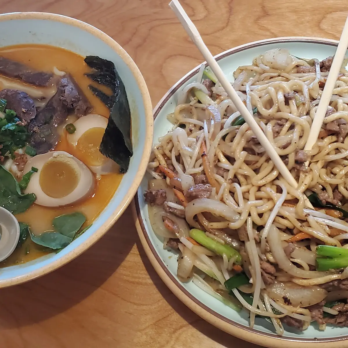 Spicy Beef Ramen & Beef Fried Noodle