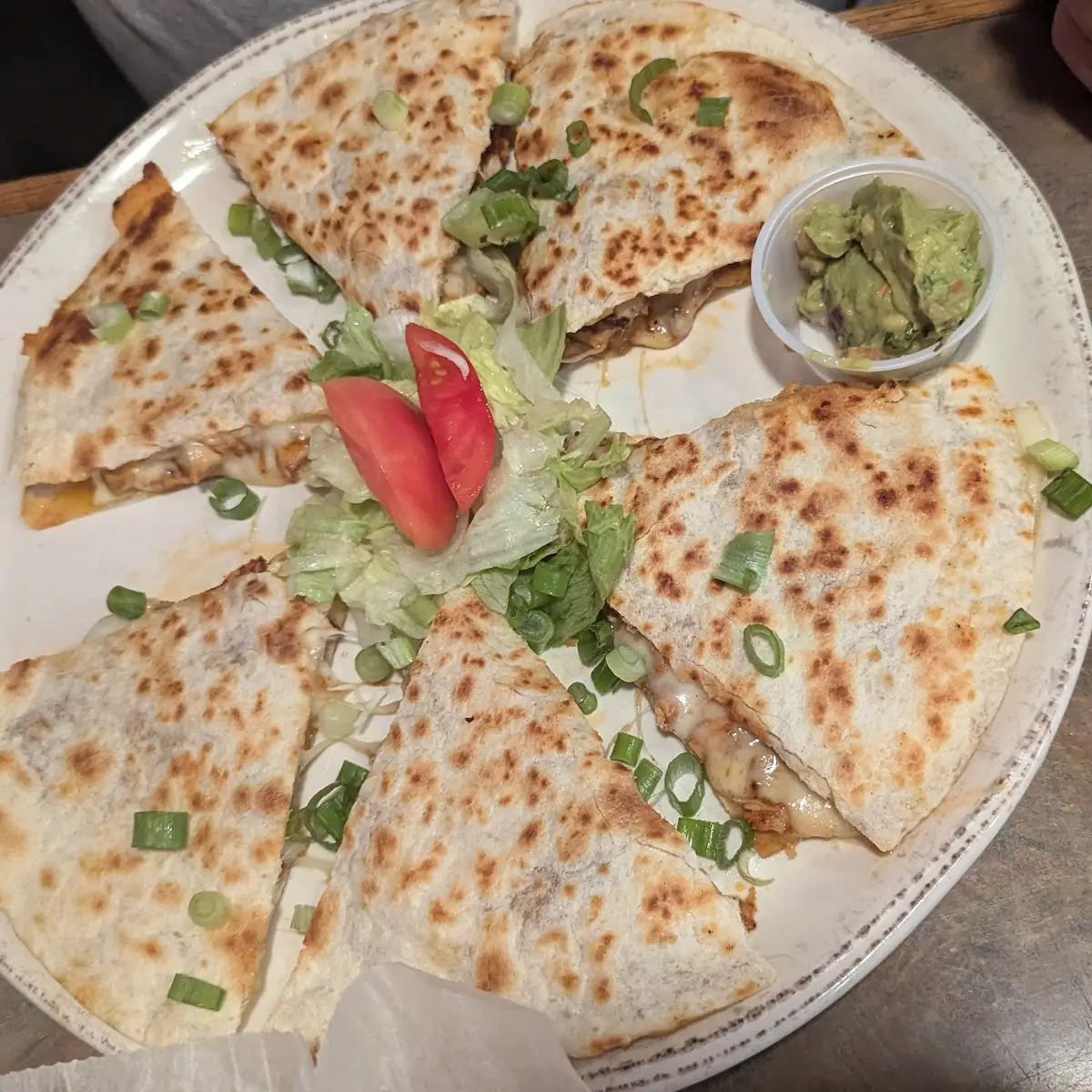 Cheese Quesadilla with Sour Cream Guacamole