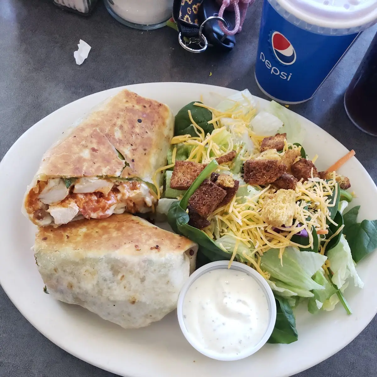 Buffalo Chicken Wrap & Salad