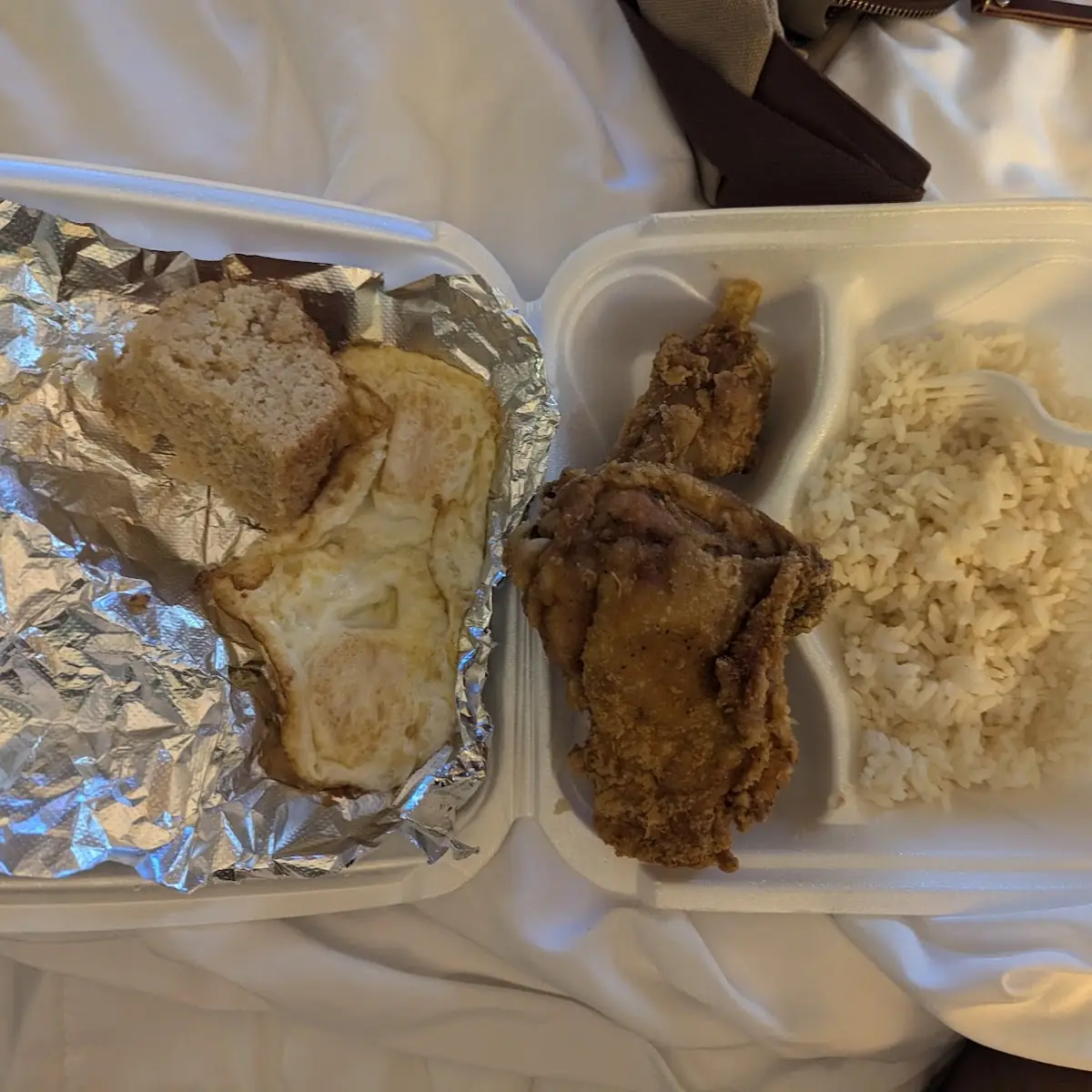 Fried Chicken Rice Eggs over Medium