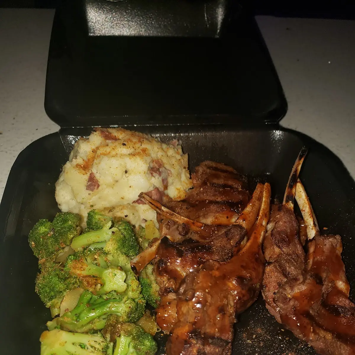 Lamb Chops Mashed Potatoes Broccoli Cheddar Bites