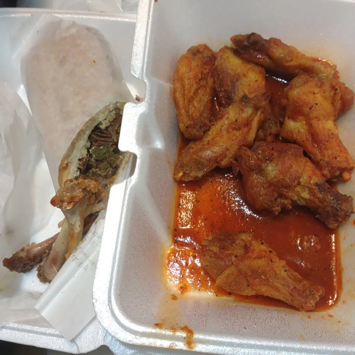 Super Hot Wings and a Philly Cheesesteak