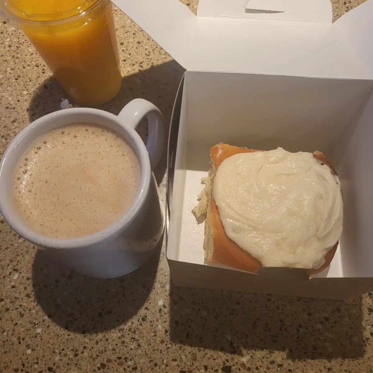 Latte and Cinnamon Roll