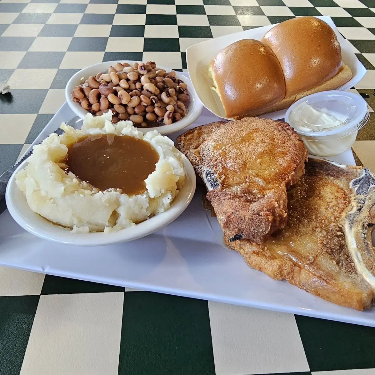 Fried Pork Chops and Sides