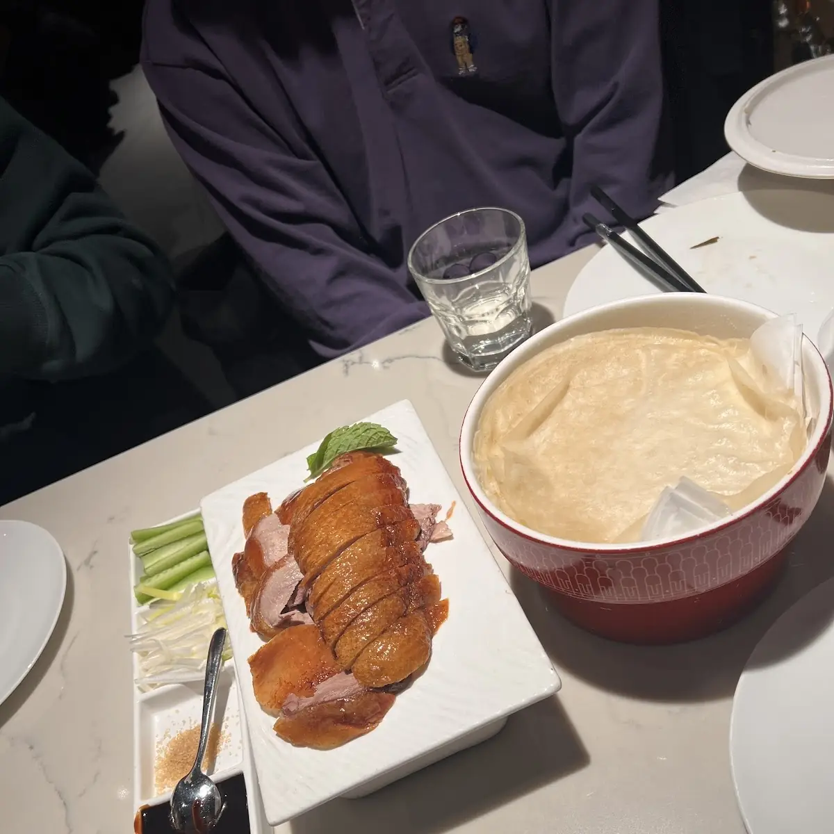 Sliced Peking Duck with Condiments and Soup