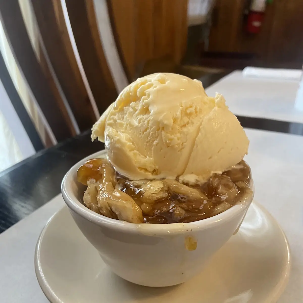 Peach Cobbler with Ice Cream