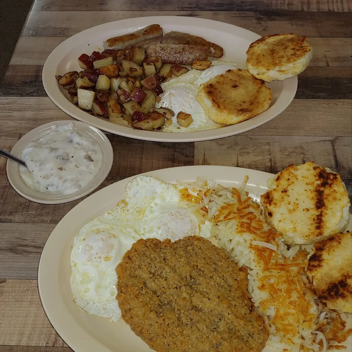 2 Egg Breakfast with Sausage Links & 2 Egg Breakfast with Country Fried Steak