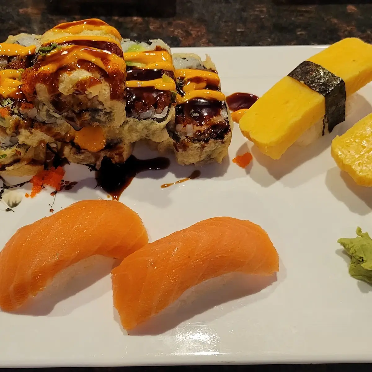 Smoked Salmon Sushi Tamago Sushi & Deep Fried Roll