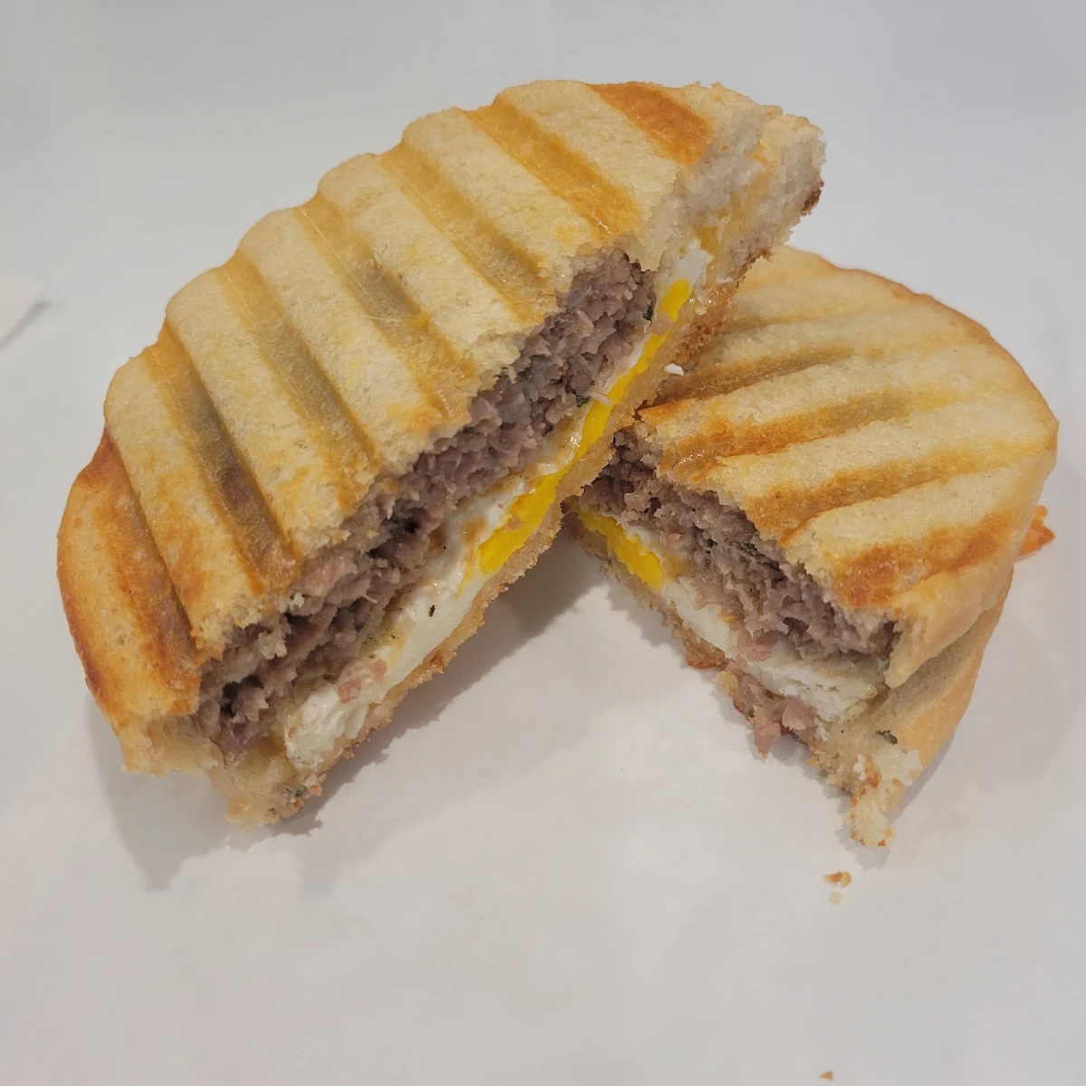 Breakfast Panini Sausage Egg and Cheese