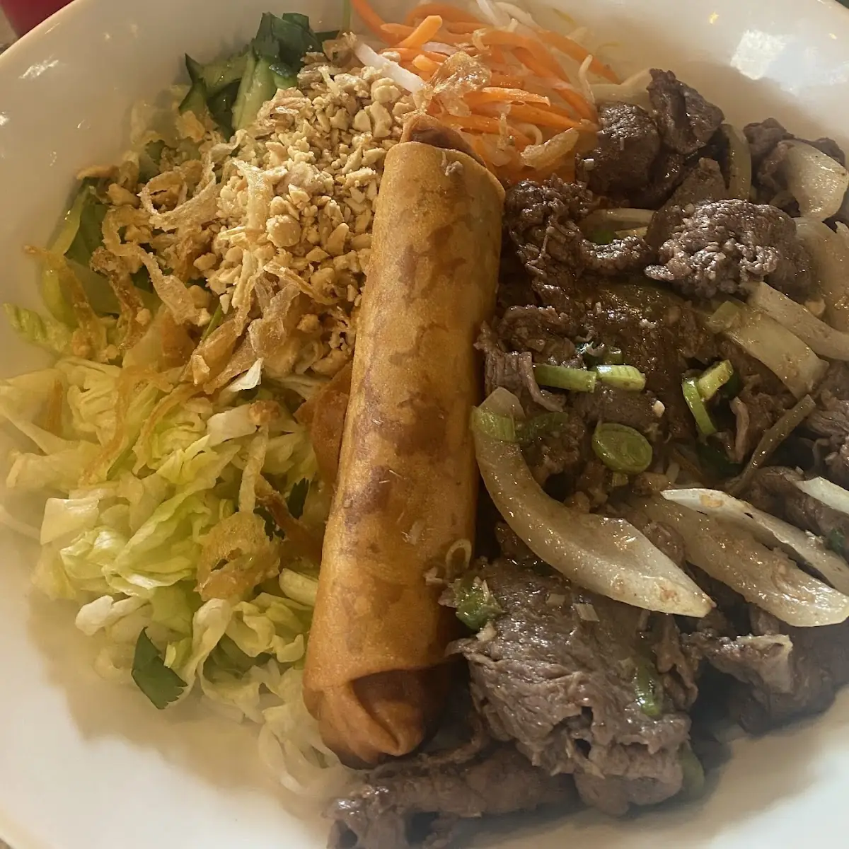 Beef Vermicelli with Egg Rolls