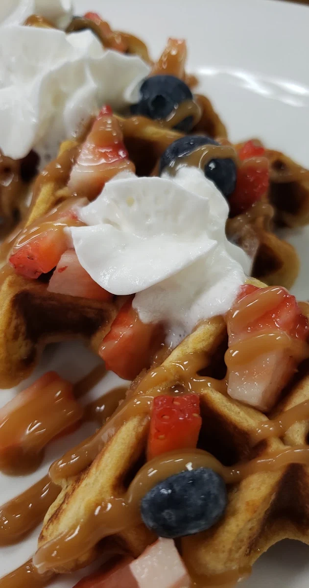 Strawberry Cheesecake Protein Waffles