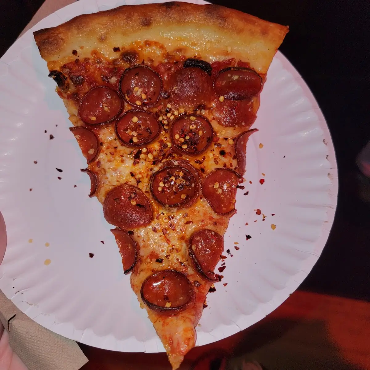 Pepperoni Pizza with Pepper Flakes Added