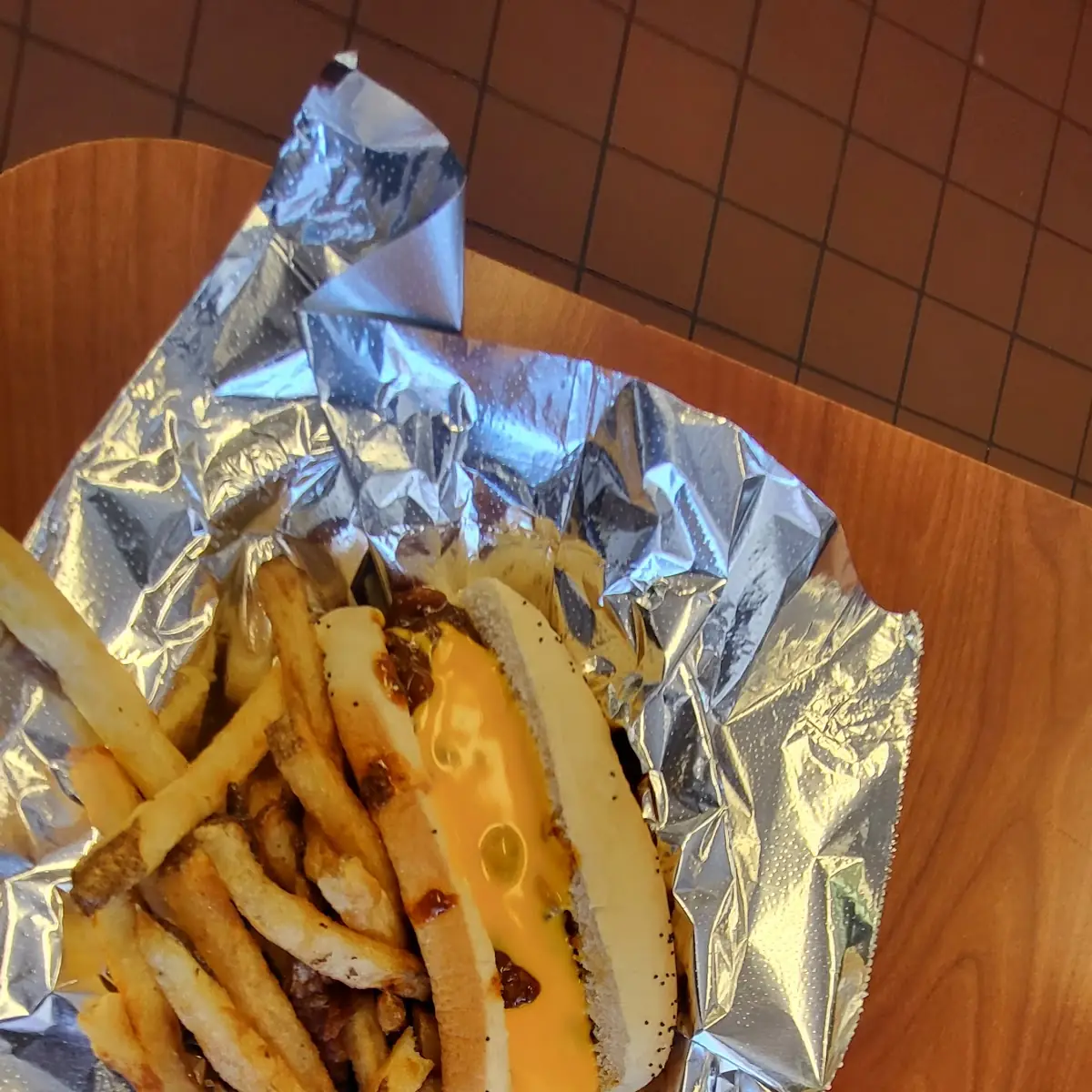 Chili Cheese Dog and Fries