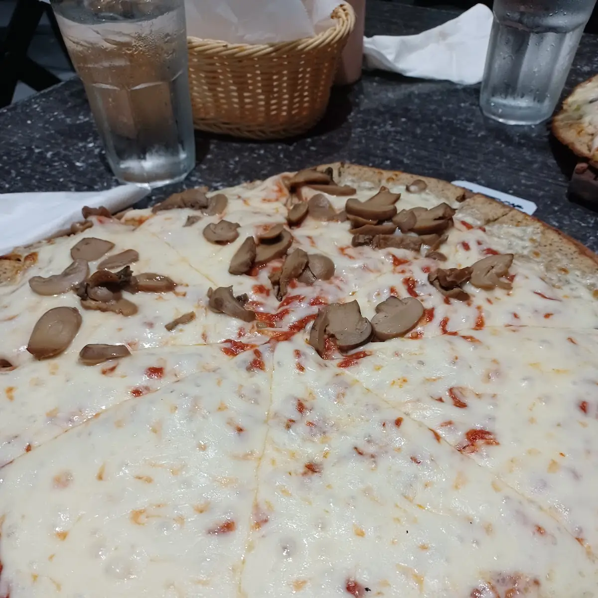 Cauliflower Pizza Half Mushroom Half Cheese
