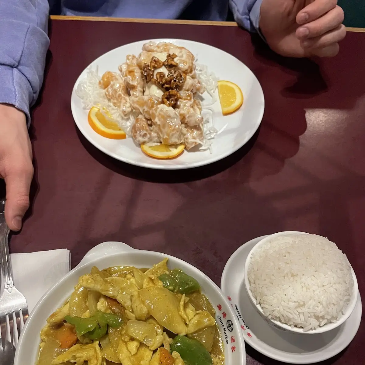Walnut Shrimp and Chicken Curry with White Rice
