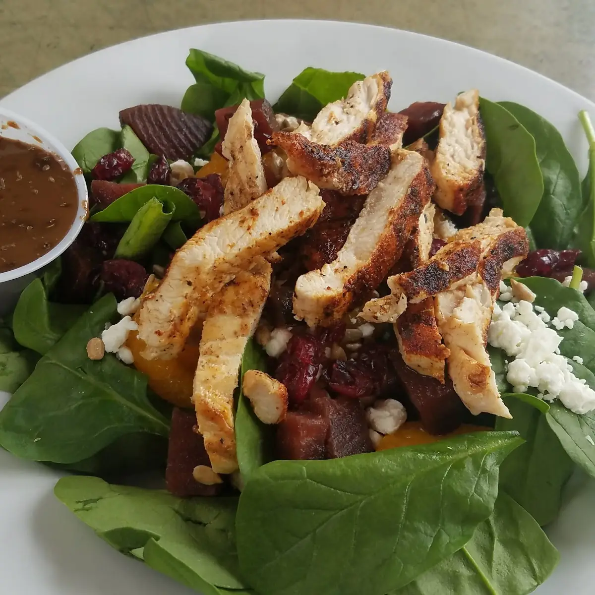 Grilled Salmon Spinach Salad
