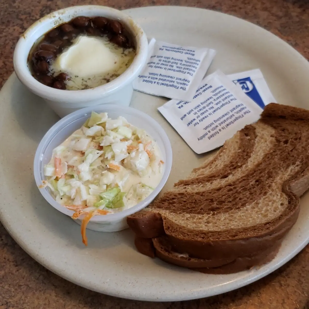 Baked Beans Coleslaw Rye Bread