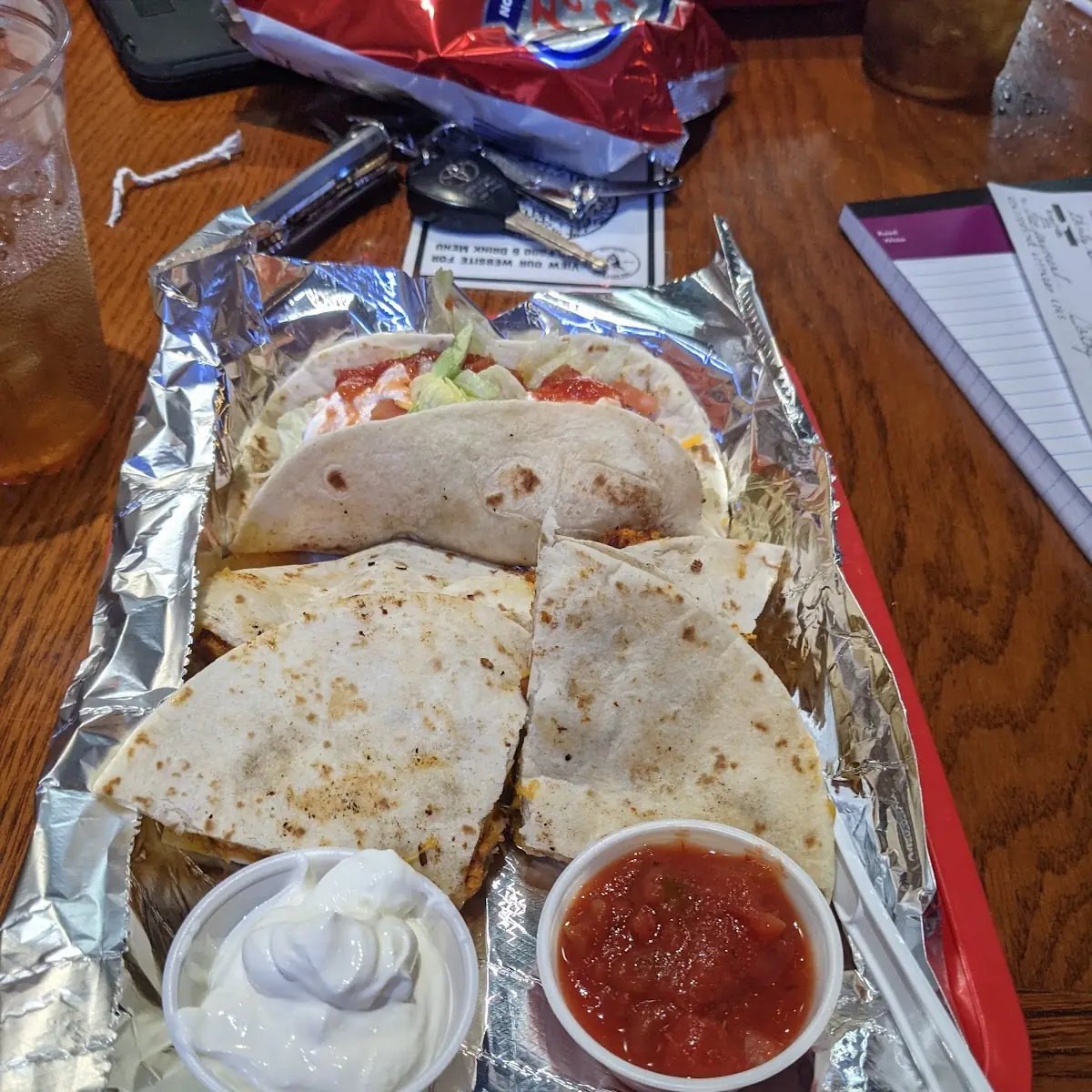 Chicken Quesadilla and Soft Beef Taco Supreme