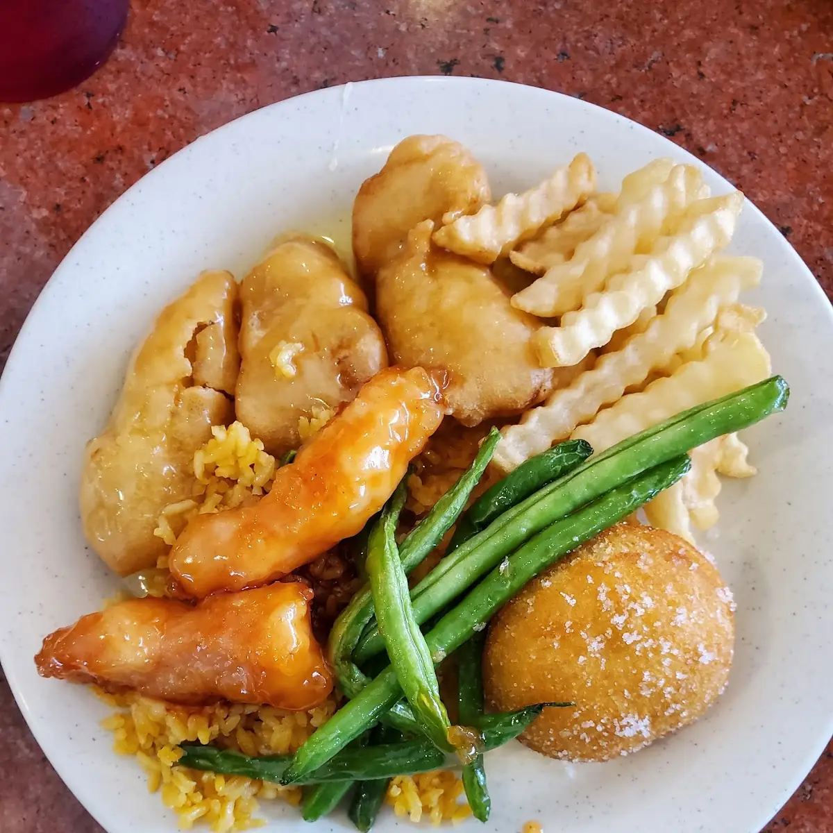 Green Beans Fried Biscuit and Jade Chicken