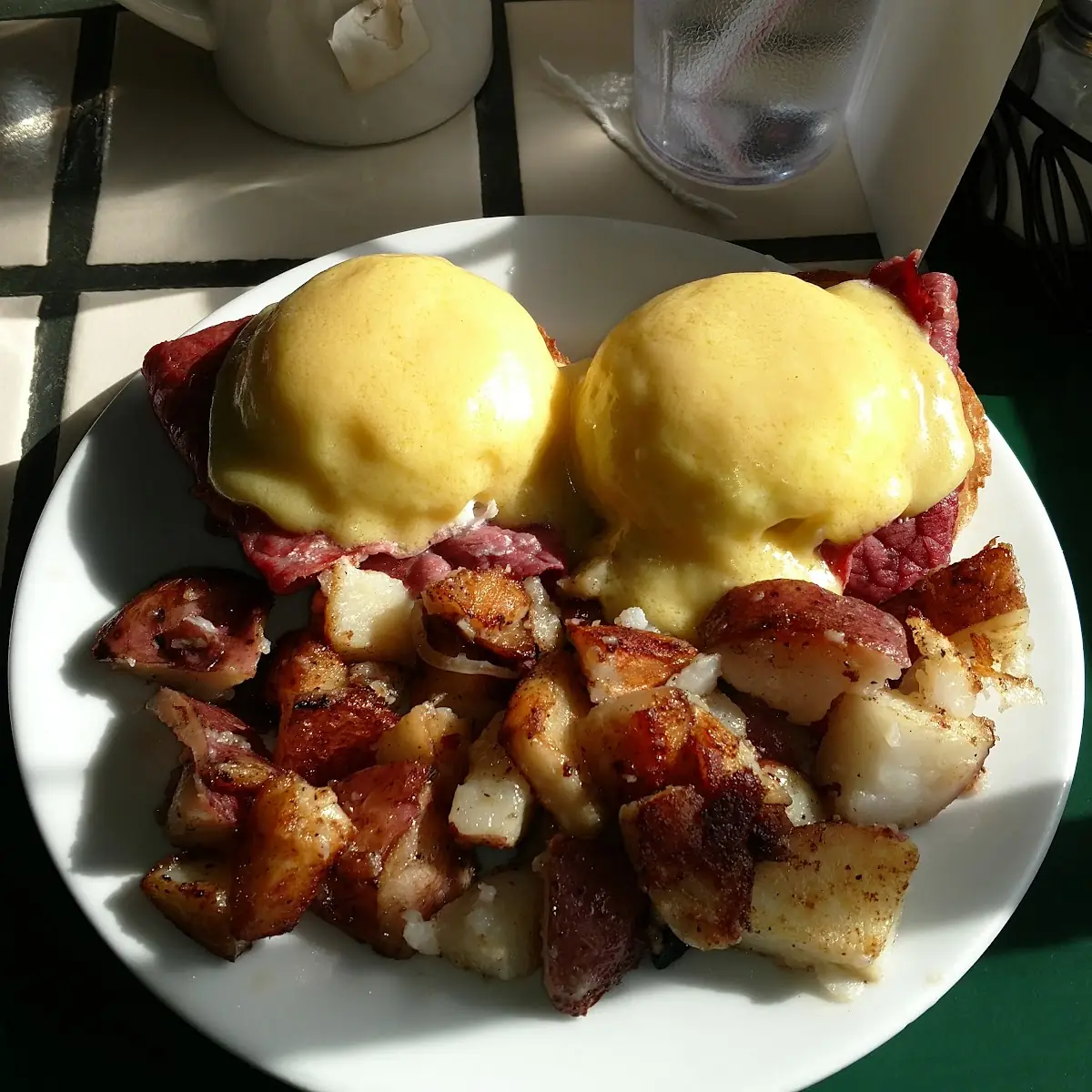 Eggs Benedict with Well Done Home Fries