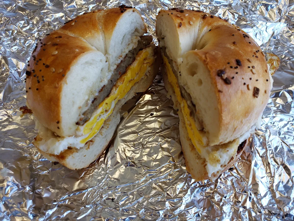 Everything Bagel Sausage Egg and Cheese