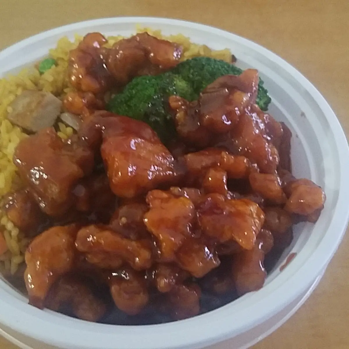 Bourbon Chicken Combo with Lo Mein and Egg Roll