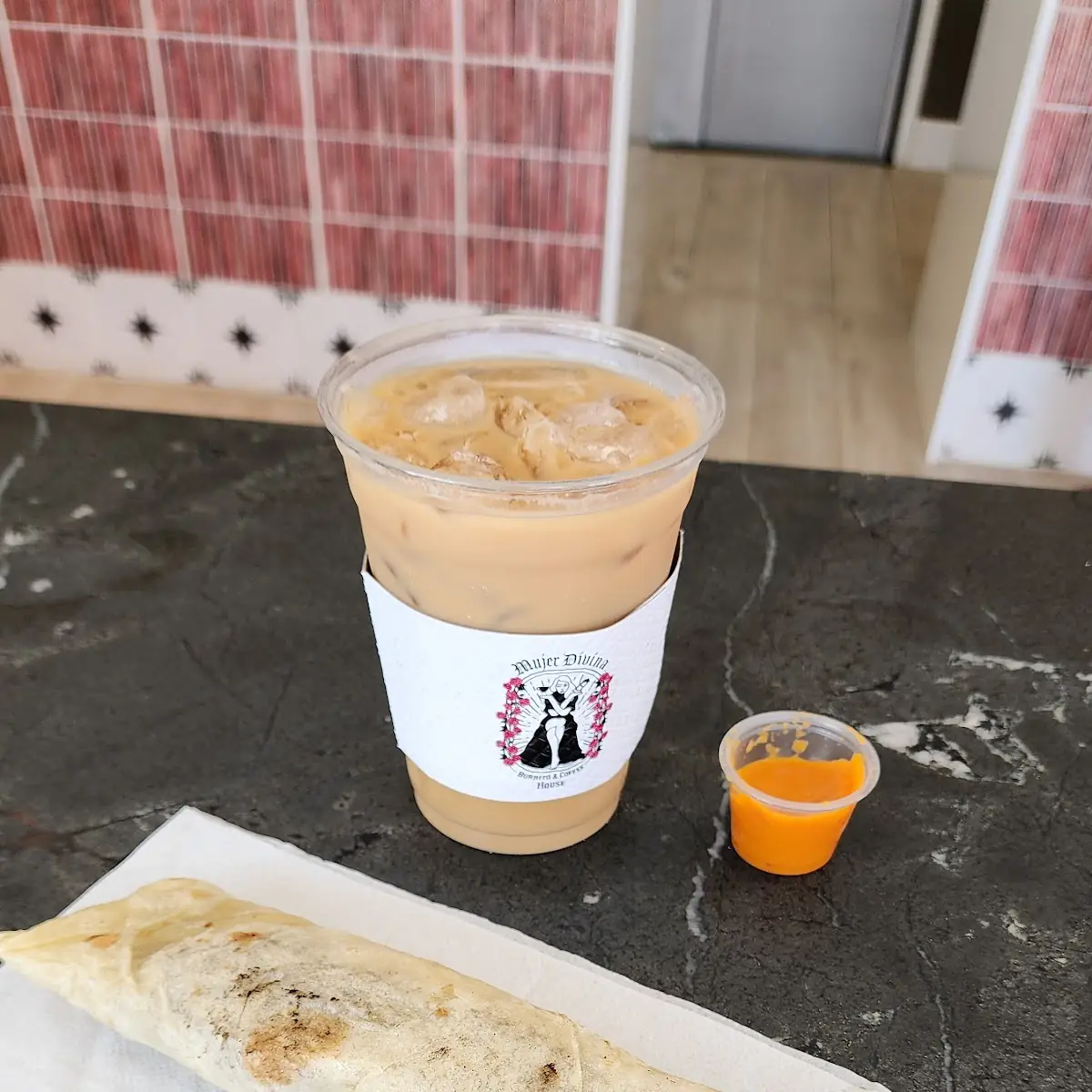 Iced Americano and Burrito