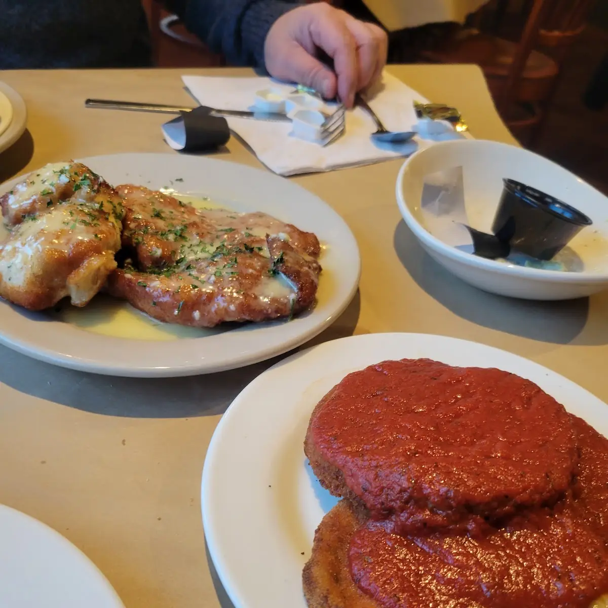 Chicken Piccata and Eggplant Parmesan