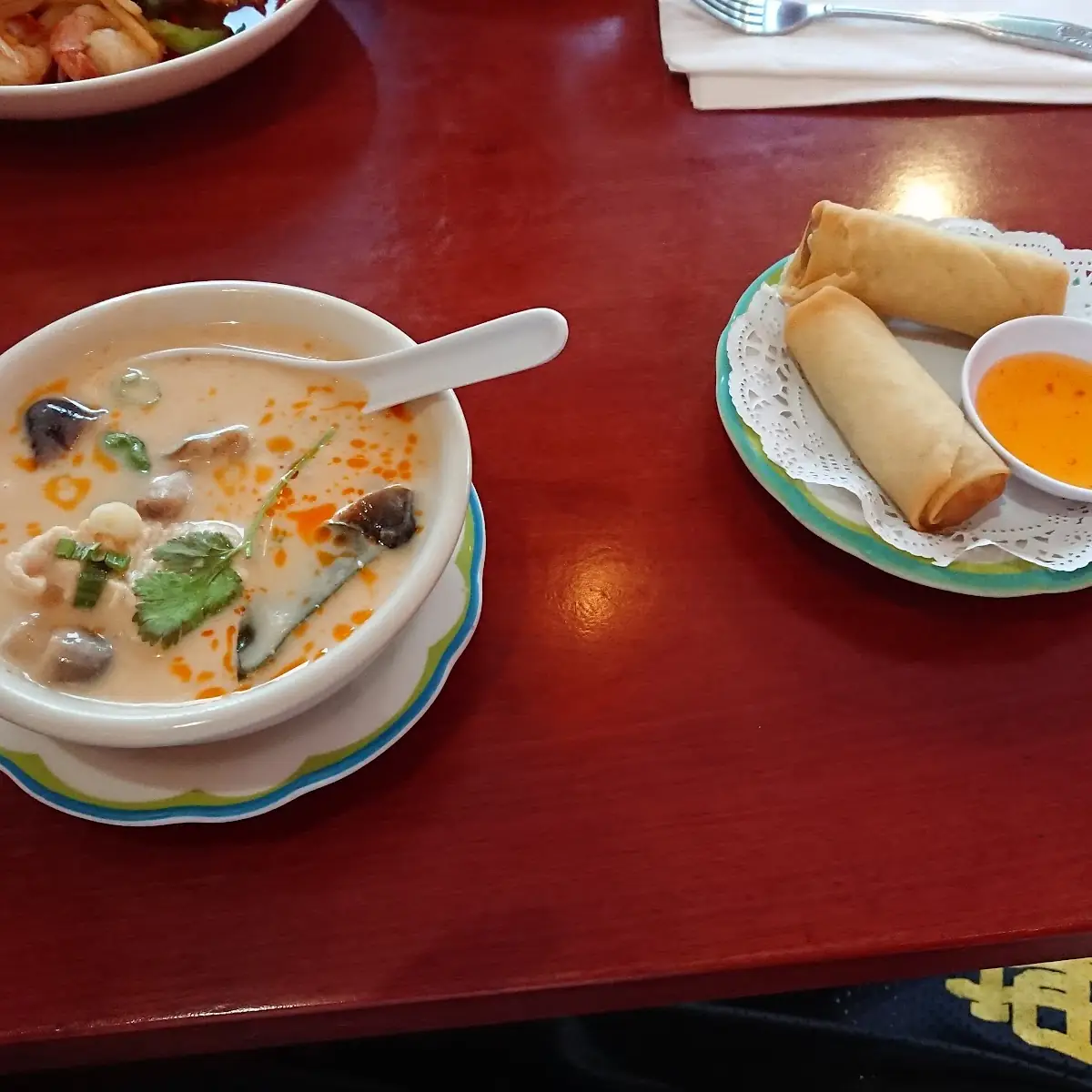 Tom Kha Soup and Egg Rolls